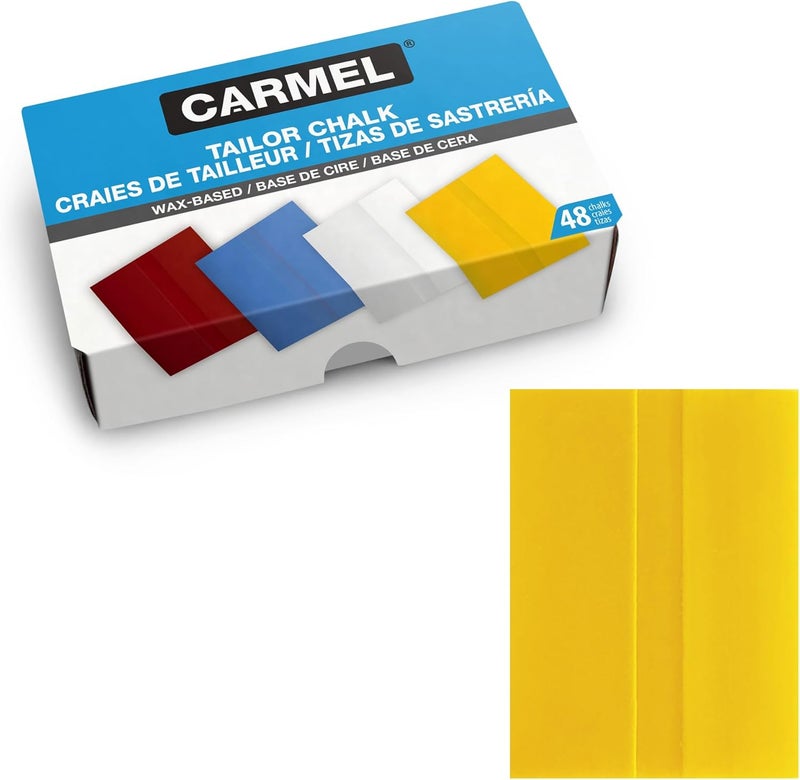 Carmel Tailors Chalk, Box of 48 (Yellow), Super-Glide Tailor Crayon, Wax-Based Fabric Chalk - Image 1